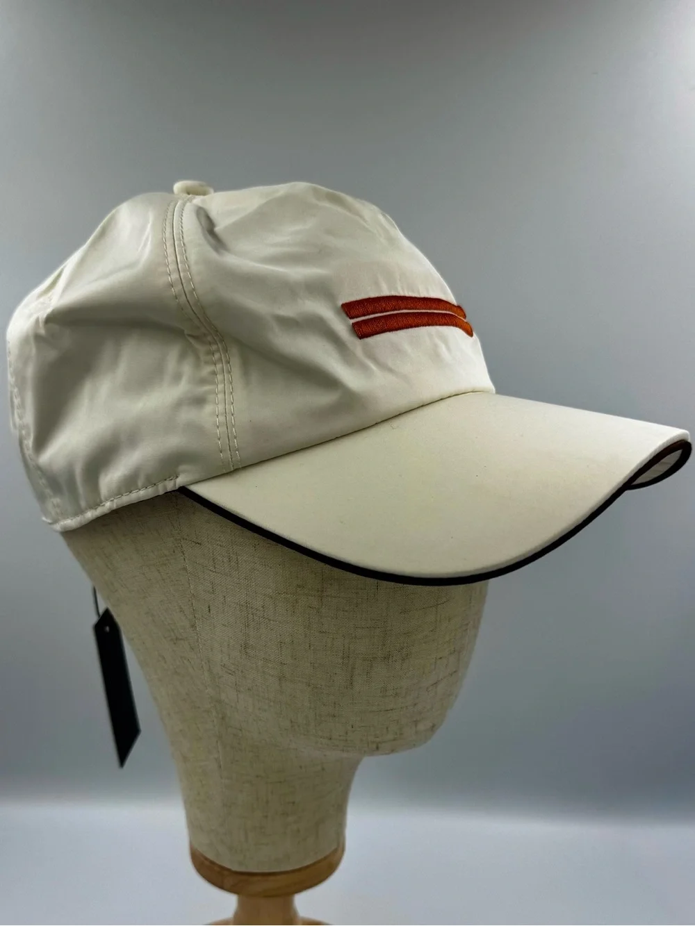 Zegna Zephyr Baseball Cap White Cream Orange Stripe Men’s Hat NWT